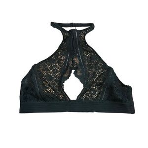 Victoria’s Secret Very Sexy Black Lace High Neck Halter Keyhole Bralette